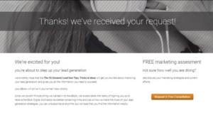 Thank you page example